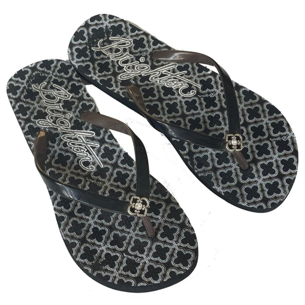 Brighton Women's 6 Rhinestone Flip Flop Sandals Thong Slide Slip On Beach Summer